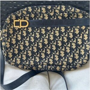 Dior Black and Tan Monogram Shoulder Bag